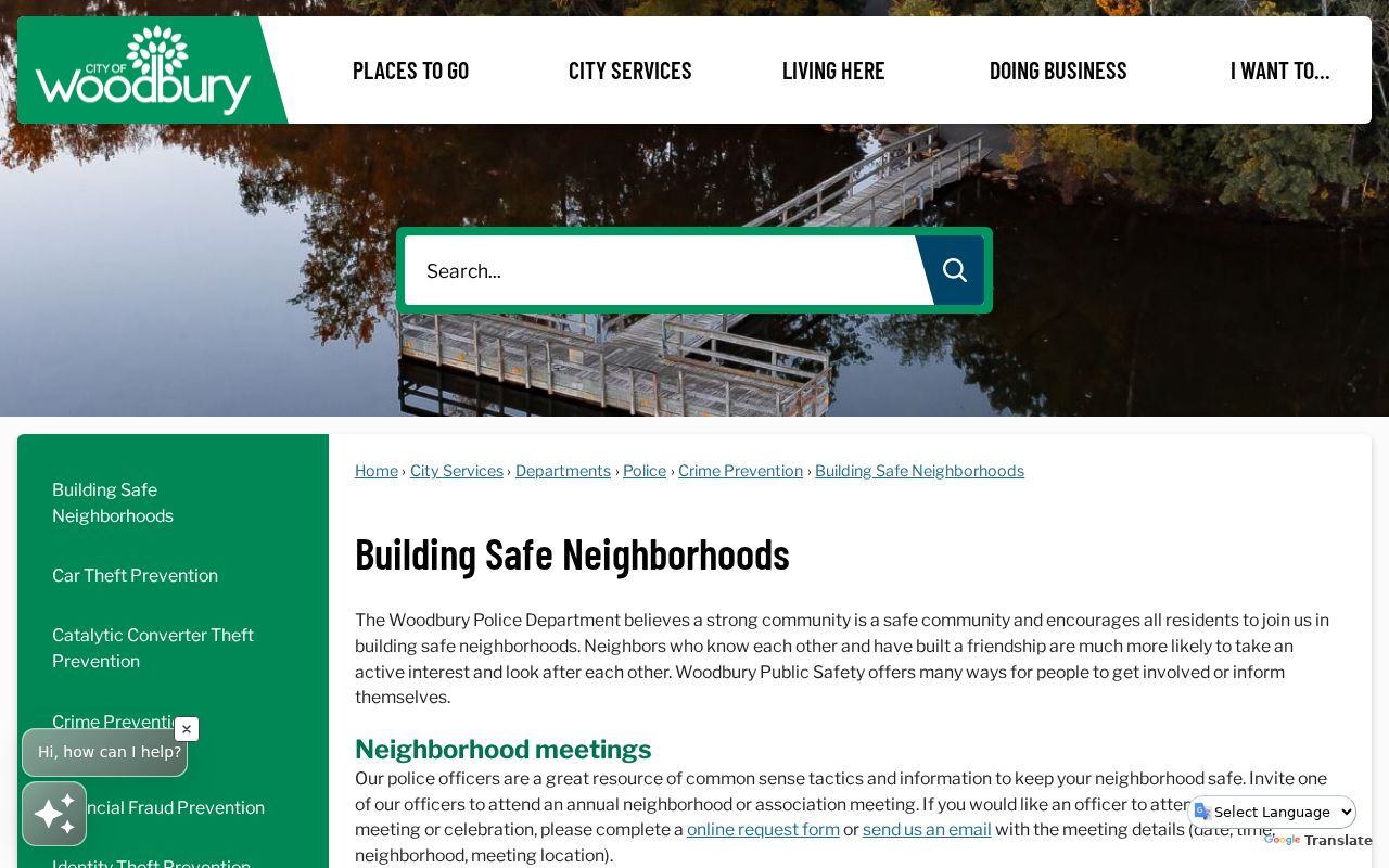 Woodbury neighbors Building Safe Neighborhoods meeting contact route