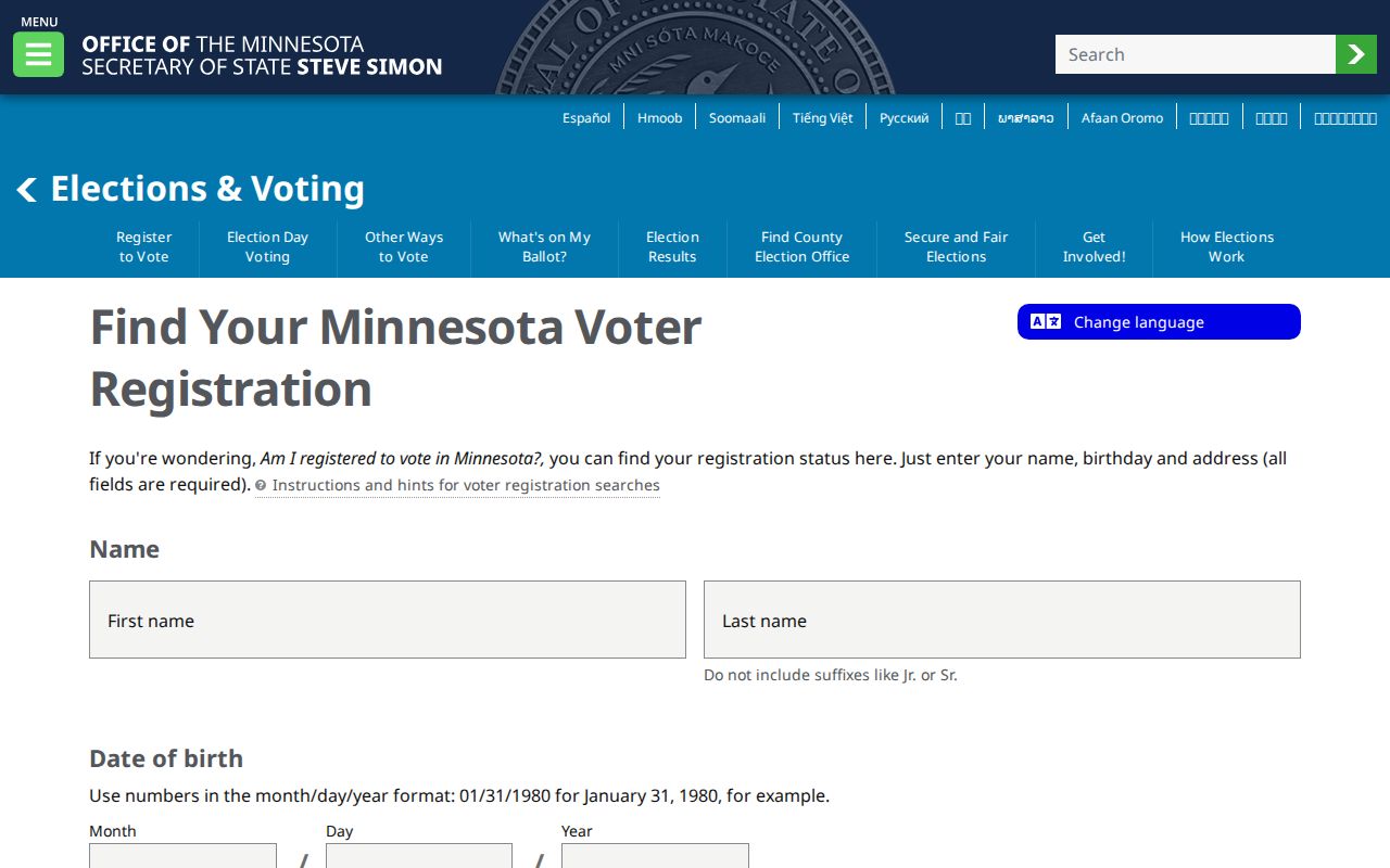 Woodbury resident lookup MNVotes registration fields