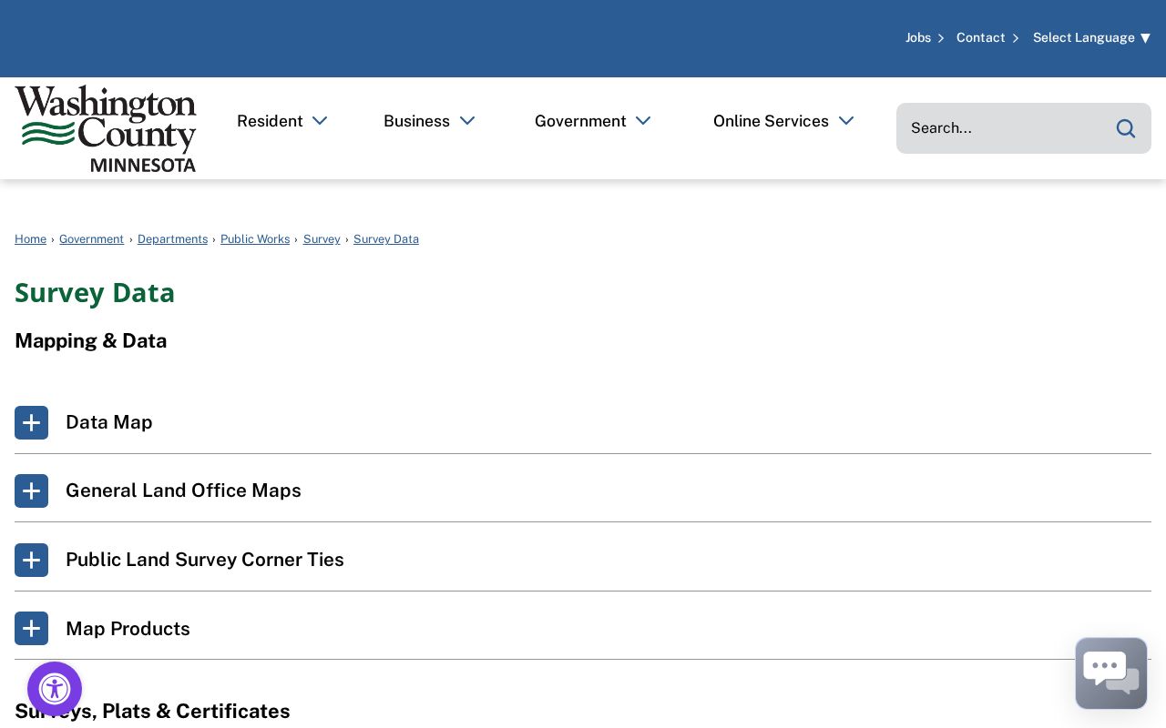 Woodbury street directory Washington County survey data and plat resources